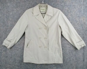 Eddie Bauer Jacket Womens SMALL S Brown Tan Beige Blazer Trench Coat Outdoors - Picture 1 of 11