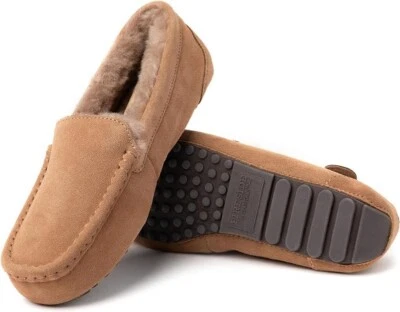 Fireside by Dearfoams Womens Mel Shearling Moccasin Slippers Color DRIFTWOOD 12M - Image 1 of 4