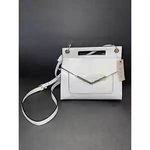 Lulu Weiß Jacee Dreifachgriff Klappe Schultertasche Umhängetasche Croc Neu mit Etikett - Bild 1 von 12