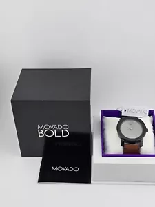 Movado Bold graues Zifferblatt braunes Leder Herrenuhr - 3600442 ($ 395 UVP) - Bild 1 von 4