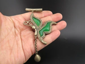 China, jade,collection,pure silver, jade jadeite,rare Butterfly, pendant D995 - Picture 1 of 4