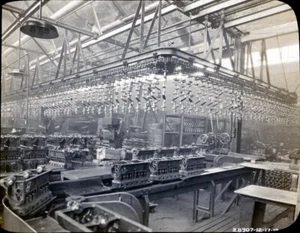 Vintage Magic Lantern Glass Slide INDUSTRIAL OCCUPATIONAL FACTORY CONVEYOR - Picture 1 of 2