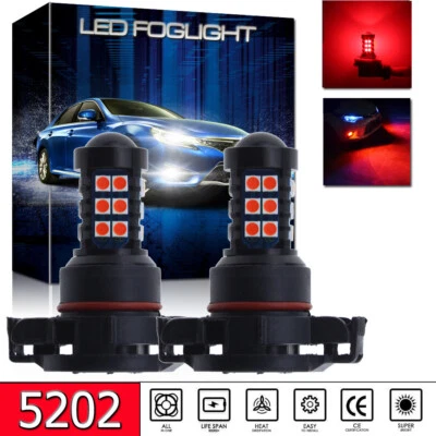 2PCS 30-3030SMD High Power 5201 5202 Ultra Red LED Fog Light Driving Bulbs DRL - Image 1 of 4