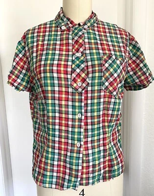 Camisa Vintage Años 40 50 Mujer Mediana Algodón Cuello Lazo Pinup Rockabilly Retro Foto 1 de 4