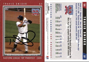 Travis Snider Signed 2008 Grandstand Eastern League Top Prospects  Card Auto AU