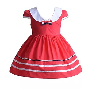 Baby Girls Summer Party Dress in Blue Red 3 6 9 12 18 Months - Picture 1 of 5