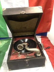 Suitcase Gramophone 78 Turn Brand Eaglepfon Years 20/30 Working Read - Picture 1 of 6