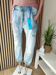 ❤️ Sexy Woman Totenkopf Jeans Hose mit Strass Perlen H8150