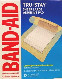 Band-Aid Tru-Stay Adhesive Pads Large Comfort Flex 2 7/8 x 4 Inches 10/Box - Picture 1 of 5