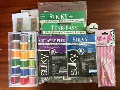 Embroidery Starter Kit! Needles, Thread, Stabilizers, Bobbin Thread, Nippers! - Image 1 of 4