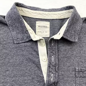 Billy Reid Mens Shirt Large Gray Polo Short Sleeve Pocket Jersey Melange Stripe - Picture 1 of 6
