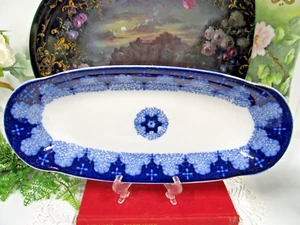 Flow Blue Celery Dish Persian Moss Antique Sarreguemines Germany Tray D platter - Picture 1 of 6