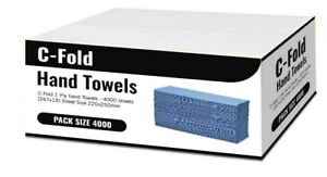 4000 C Fold Paper Hand Towel Blue 1 ply  Sheets Tissues Multi Fold Interfold