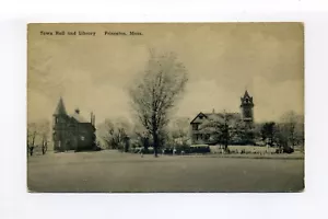 Princeton MA 1944 postal gente pequeña, autobús, coches viejos, ayuntamiento, mensaje parlanchín - Imagen 1 de 2