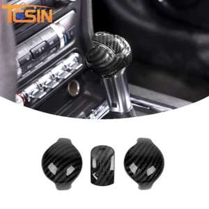 Cubierta de perilla de cambio de marchas interior decoración moldura para Ford Mustang 15+ fibra de carbono ABS - Imagen 1 de 11