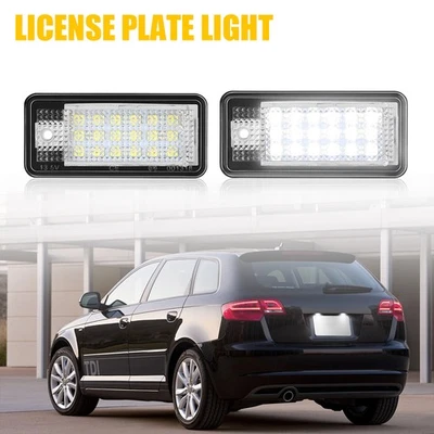 Pair LED License Plate Light CANBUS Error Free For Audi A3 A4 S3 S4 A6 S6 Q7 RS4 - Image 1 of 4