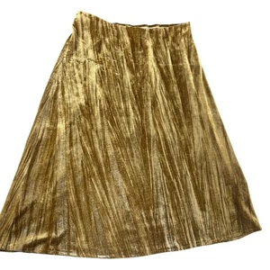 Golden Crushed Samt Midi Länge Rock Loft Wald Fee Urlaub M Medium - Bild 1 von 7