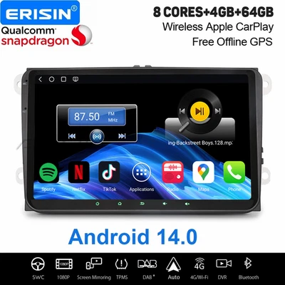 9" 64G Android 14 Carplay Autoradio Navi Für VW Golf 5/6 Passat Caddy SEAT Skoda - Bild 1 von 4