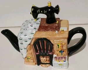 Sewing Machine And Cat Ceramic Teapot 7X9 Cardinal Inc For General Mills 1994 - Picture 1 of 12