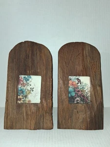 2 Wooden Rustic Frames. 9.5" × 5". Picture 3"× 2.5" - Picture 1 of 4