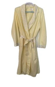 Secret Treasures Bath Robe Yellow Floral Trim Lace Pockets Belt - Picture 1 of 6