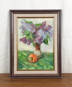 Fliederstrauß und Pfirsich, Original Stillleben Ölgemälde, Künstler Chezheumova - Bild 1 von 11