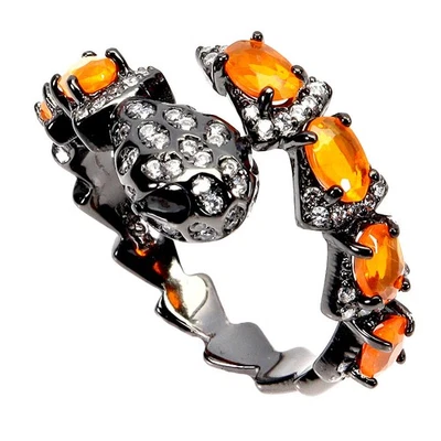 Anillo de plata esterlina Black Friday ovalado ópalo naranja 5x3 mm espinela cobra joyería 9 Foto 1 de 4
