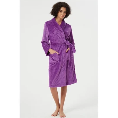 Linea Luxury Hooded Fluffy Fleece Dressing Gown  SIZE 12-14 NEW RRP: £24 - Image 1 of 4