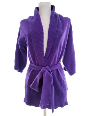 ⭐ RONIT ZILKHA Womens Long Tie Cardigan Stripes Purple 3/4 Sleeve 8/10 (36) ⭐ - Image 1 of 4