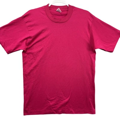 Vintage Fruit of the Loom Shirt Mens Large Made USA Blank Single Stitch Magenta - Image 1 of 4