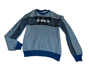 Vintage Repage Men’s XL Knit Sweater Red Blue Made in Romania  100% Acrylic - Picture 1 of 4
