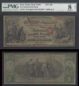 $5 Original Series National Park Bank New York, NY PMG VG 8 - Picture 1 of 1