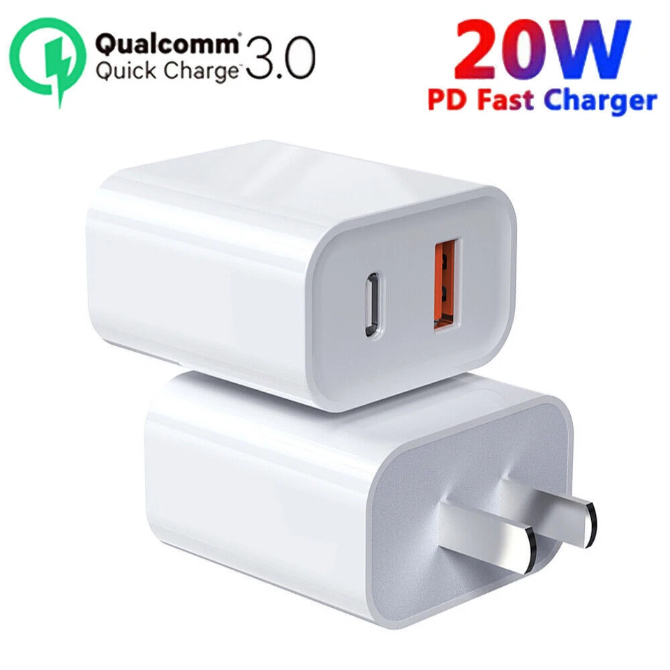 20W Fast Wall Charger USB Type-C PD Power Adapter Plug For iPhone 14/13 Pro Max - Image 1 of 4