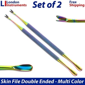2 Pcs Beauty Cuticle Pusher Dead Skin Remover V-Shaped Skin Remover D-End Tools - Picture 1 of 9