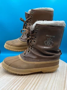 Sorel Winter Boot Arctic Pac Men's Sz 6 Brown Leather Rubber Waterproof Lined - Picture 1 of 9