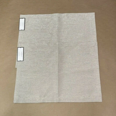Placemats 14x19 Tan Hemp Woven Silver Lurex Shimmer Rectangle Threshold lot of 2 - Image 1 of 4