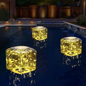 Solar Floating Pool Lights Glow in The Dark Warm White Solar Pool Lights That... - Picture 1 of 7