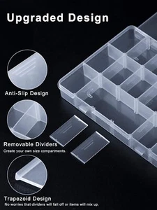Plastic 18 Compartment Storage Box Jewellery Bead Craft Organizer Adjustable - Picture 1 of 16
