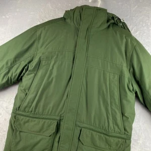 LL Bean Jacket Mens Medium Goose Down Chore Coat Goretex Barn Hooded Parka Green - Picture 1 of 14