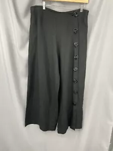 Pantalón Louis Simon La Libellule Pierna Ancha Lino Negro Detalle Botón Talla Grande - Imagen 1 de 5