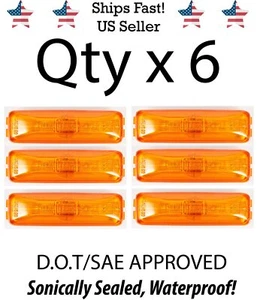 6- Amber 4" Inch Rectangle Truck Semi Trailer Sealed Side Marker Clearance Light - Picture 1 of 4