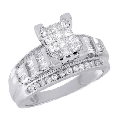 Diamond Engagement Ring Ladies 10K White & Yellow Gold Princess Cut 0.90 Tcw. - Image 1 of 4