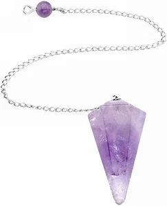 36mm Faceted gemstone crystal pendulum point pendant reiki chakra with 6''chain - Picture 1 of 87
