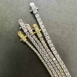 4.00 CT G/VS1 Round Cut Lab Grown Diamond Bracelet 14k Yellow Gold 6.5" - Picture 1 of 8