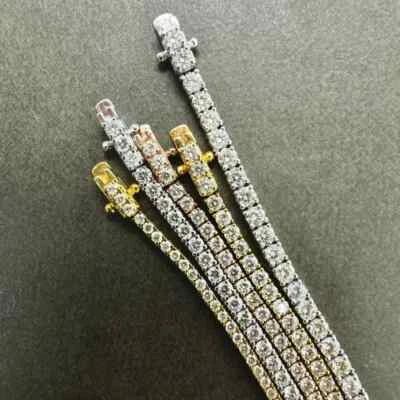 4.00 CT G/VS1 Round Cut Lab Grown Diamond Tennis Bracelet 14k Yellow Gold 6.5" Foto 1 de 4