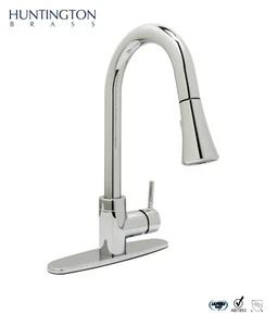 Grifo de cocina de latón Huntington con acabado cromado pulido - Imagen 1 de 4