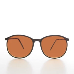 Round Preppy Sunglasses with Amber Lens Black - Jordy - Picture 1 of 3