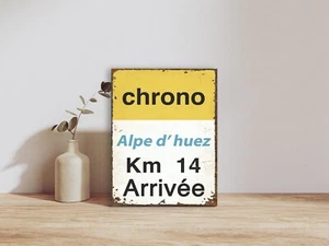 Letrero de ciclismo de carretera estilo vintage Tour de Francia Alpe d'huez Summit - Imagen 1 de 4