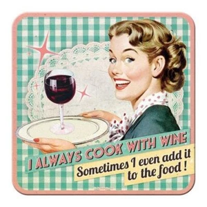 Nostalgic-Art - Posajos de vidrio metal corcho antideslizante 9x9cm - Cook With Wine - Imagen 1 de 3