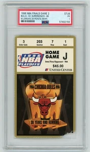 1996 NBA FINALS GAME 2 TICKET STUB PSA CHICAGO BULLS MICHAEL JORDAN 29 PT SONICS - Picture 1 of 2